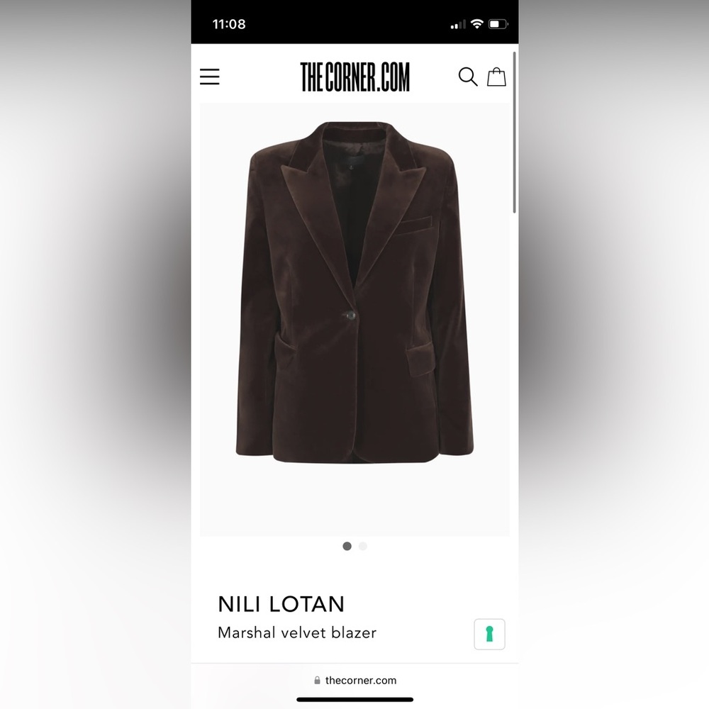 Nili Lotan Brown Marshall Velvet Blazer Tailored Suit Jacket - Picture 2 of 6